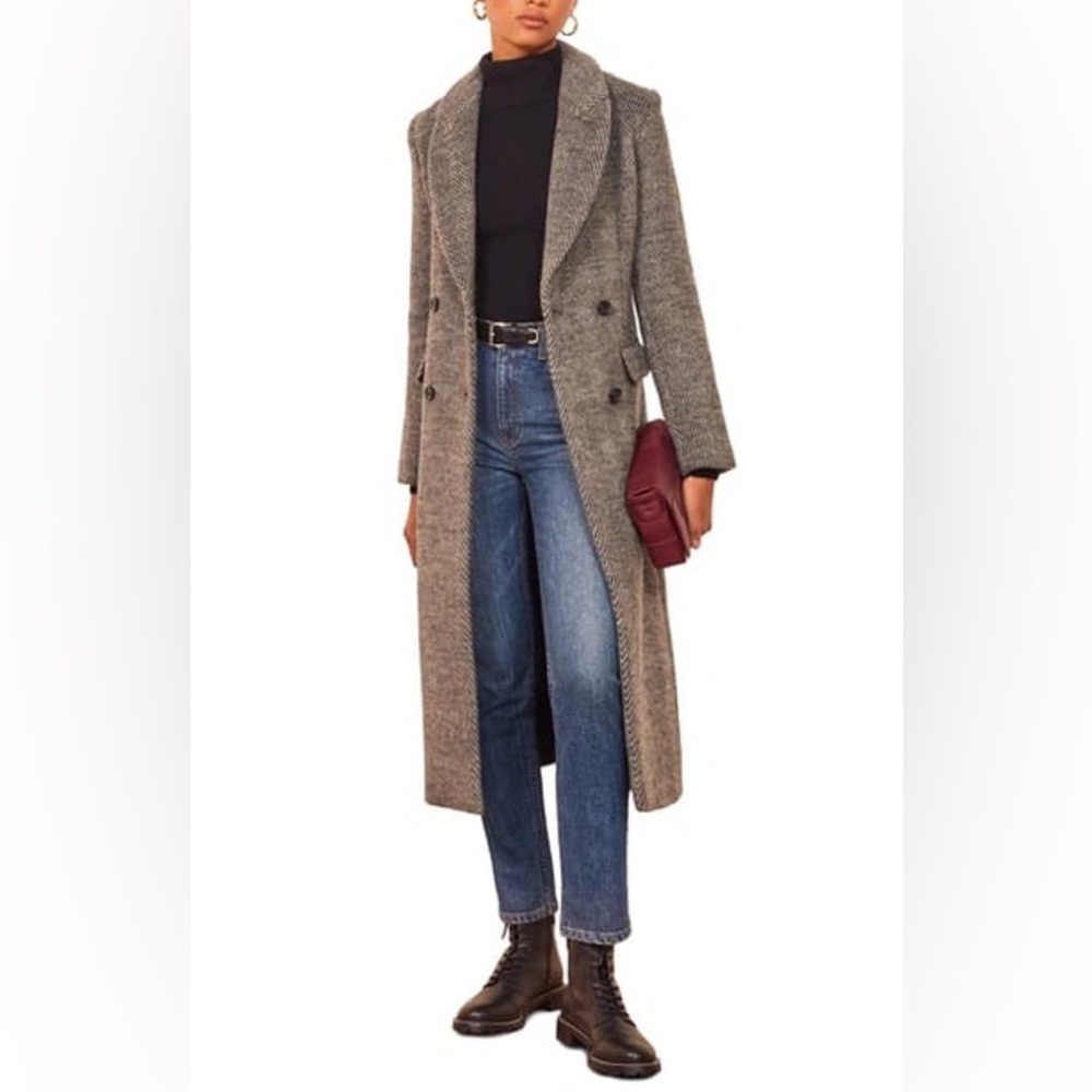 Reformation York Coat (Black Herring color, M, very good condition/like new)